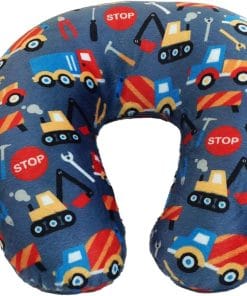 Wolf Essentials Kids Cozy Soft Microfiber Neck Pillow, Compact, Perfect for Plane or Car Travel, Construction Zone