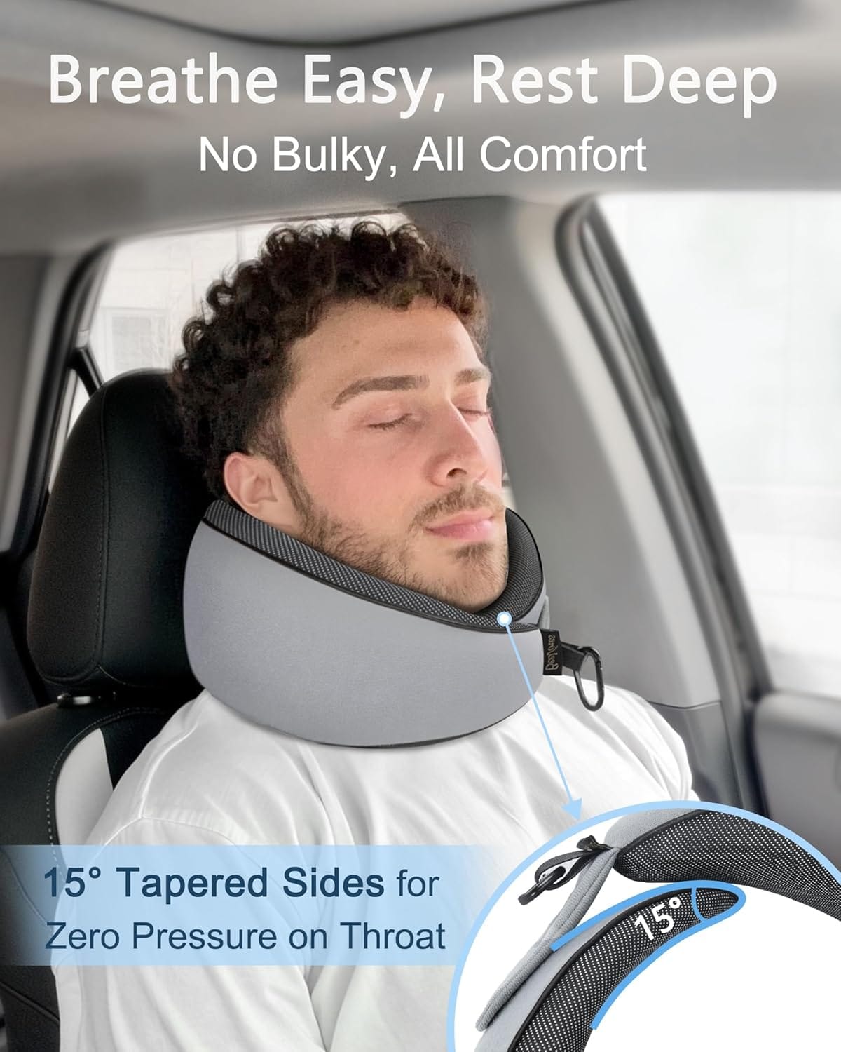 BeeVines Travel Pillow with Carry Case, Memory Foam Neck Pillows for Airplanes, 360° Wrap Around Support for Sleeping, Breathable & Washable Cover for Long Flights, Car & Train Traveling - Image 7