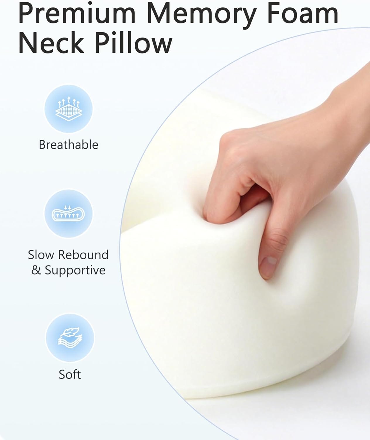 BeeVines Travel Pillow with Carry Case, Memory Foam Neck Pillows for Airplanes, 360° Wrap Around Support for Sleeping, Breathable & Washable Cover for Long Flights, Car & Train Traveling - Image 5