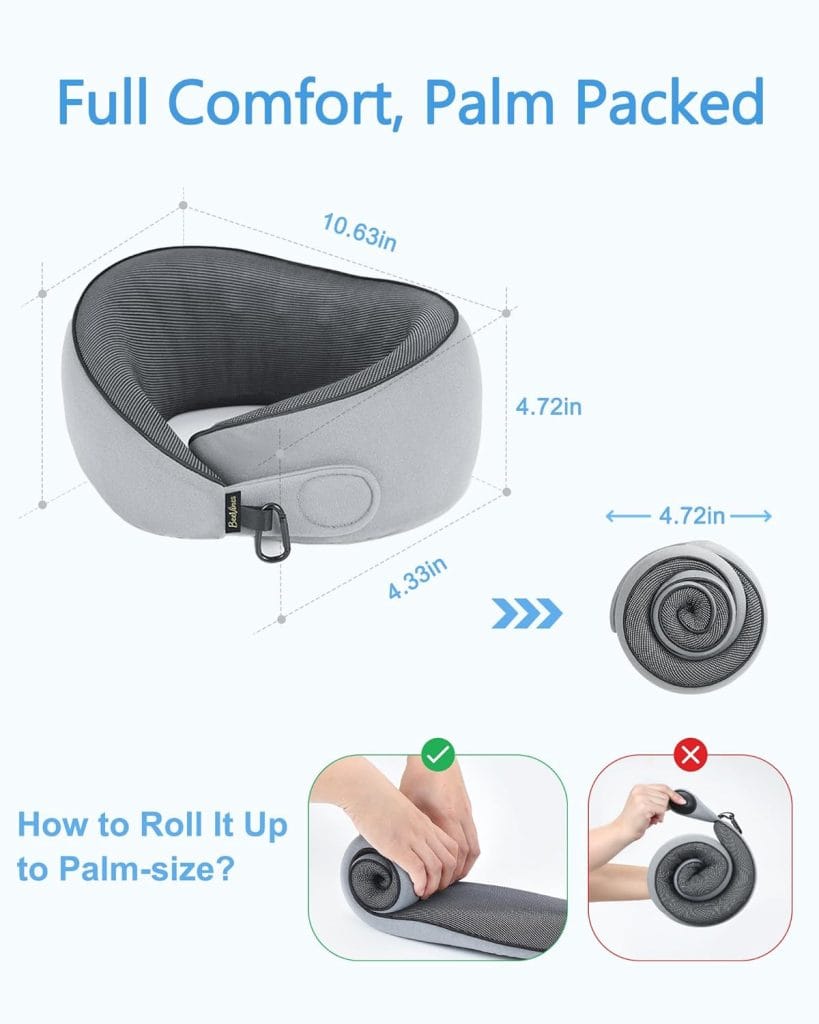 BeeVines Travel Pillow with Carry Case, Memory Foam Neck Pillows for Airplanes, 360° Wrap Around Support for Sleeping, Breathable & Washable Cover for Long Flights, Car & Train Traveling product use example