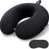 Black Travel Neck Pillow Memory Foam Airplane Pillow for Neck and Head Support Soft Portable U Shape Neck Pillow for Plane, Car & Home Office Use - 1