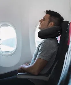 Alternative view of Black Travel Neck Pillow Memory Foam Airplane Pillow for Neck and Head Support Soft Portable U Shape Neck Pillow for Plane, Car & Home Office Use