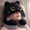 Mewaii Travel Neck Pillow with Hood for Airplanes,Memory Foam,Breathable Ice Silk & Soft Velvet,Double-Sided,Removable to Clean,Adjustable Strap,Portable Travel Pillow for Long Flights - 1