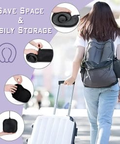 Alternative view of Neck Travel Pillow, Upgraded Memory Foam Pillow for Airplane, Machine Washable, Adjustable Flight Pillow, Suitable for Sleeping Airplane, Car, Office and Home (Pink)