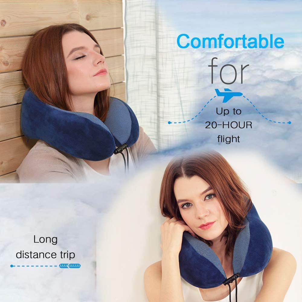 TALLGO Travel Pillow, Best Memory Foam Neck Pillow Head Support Soft Pillow for Sleeping Rest, Airplane Car & Home Use (Dark Blue) - Image 7