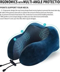 Alternative view of TALLGO Travel Pillow, Best Memory Foam Neck Pillow Head Support Soft Pillow for Sleeping Rest, Airplane Car & Home Use (Dark Blue)