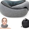 Travel Neck Pillow for Airplanes – 100% Memory Foam, 360° Head Support, Breathable & Washable Cover, Compact for Travel, Car & Flights - 1