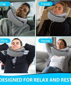 Alternative view of Travel Neck Pillow for Airplanes – 100% Memory Foam, 360° Head Support, Breathable & Washable Cover, Compact for Travel, Car & Flights