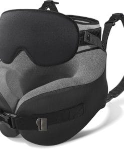 YFONG Travel Pillow for Long Flight Airplane, Head Strap Combo with 3D Contoured Sleep Eye Mask, Neck Pillow for Travel Essential, 360° Support Memory Foam Headrest, Prevent Bobbing - 1
