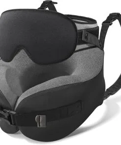 YFONG Travel Pillow for Long Flight Airplane, Head Strap Combo with 3D Contoured Sleep Eye Mask, Neck Pillow for Travel Essential, 360° Support Memory Foam Headrest, Prevent Bobbing - 1