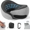 SZXYX Neck Travel Pillows - 100% Pure Memory Foam Neck Pillow for Airplanes, Comfortable Breathable Cover, 360° Support Stowable Pillows for Sleeping, Car, Airport Travel Essentials, Gray - 1