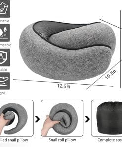 Alternative view of SZXYX Neck Travel Pillows - 100% Pure Memory Foam Neck Pillow for Airplanes, Comfortable Breathable Cover, 360° Support Stowable Pillows for Sleeping, Car, Airport Travel Essentials, Gray