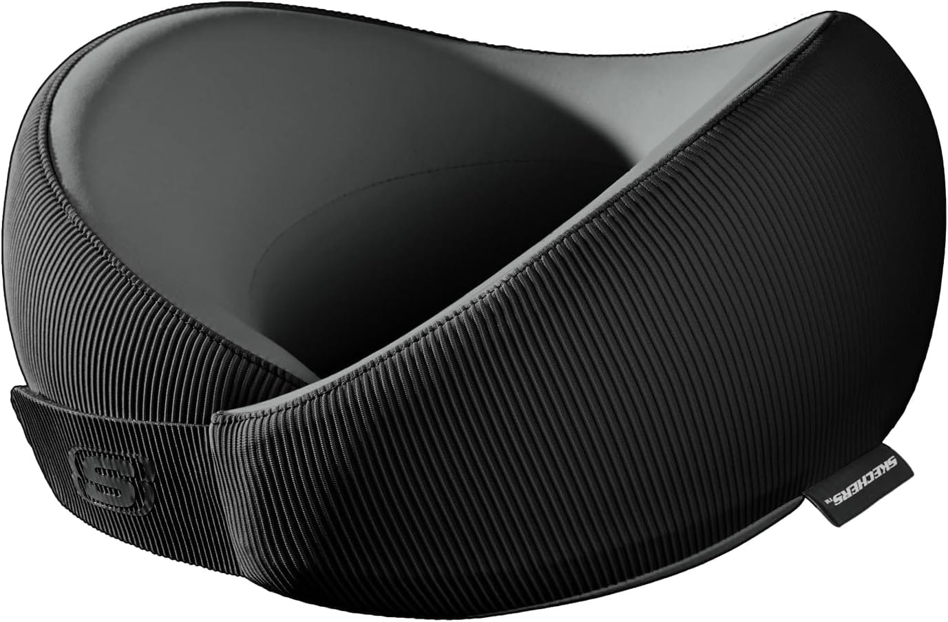 Skechers Men's Memory Foam Neck Pillow, Comfortable & Breathable Travel Pillow,Neck Pillow Airplane for Travel, Car Rides, Home, and Office Use, Ergonomic Design for Men and Women,Black - 1