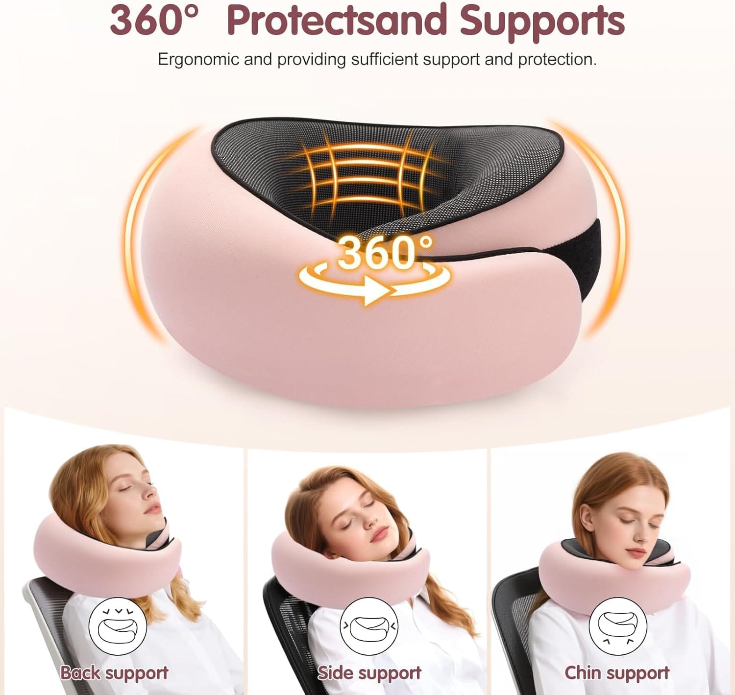 Travel Neck Pillow, Memory Foam Neck Support for Airplane, Car & Office, Breathable Portable Design with Eye Mask, Earplug Holder & Carry Bag, for Women&Men - Image 5