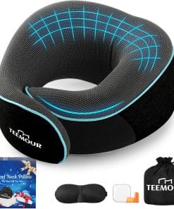 Travel Pillow Neck Pillow for Airplane Travel Essentials - Memory Foam Travel Neck Pillow, Stops Head Bobbing With Eye Mask & Earplugs, Portable Carry Bag for Long Flights- Airplane - 1
