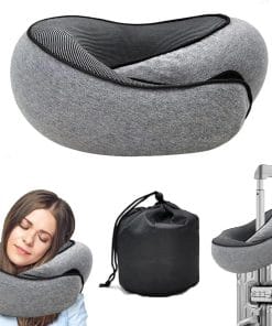 WEERSHUN Travel Pillow for Airplanes, 2026 New Memory Foam Neck Pillow with Chin Wrap for Traveling, Suitable for Airplanes, Offices and Cars (Dark Gray) - 1