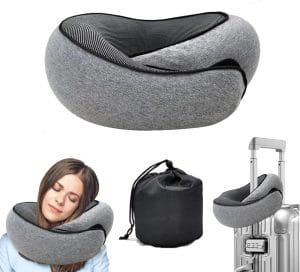 WEERSHUN Travel Pillow for Airplanes, 2026 New Memory Foam Neck Pillow with Chin Wrap for Traveling, Suitable for Airplanes, Offices and Cars (Dark Gray) - 1