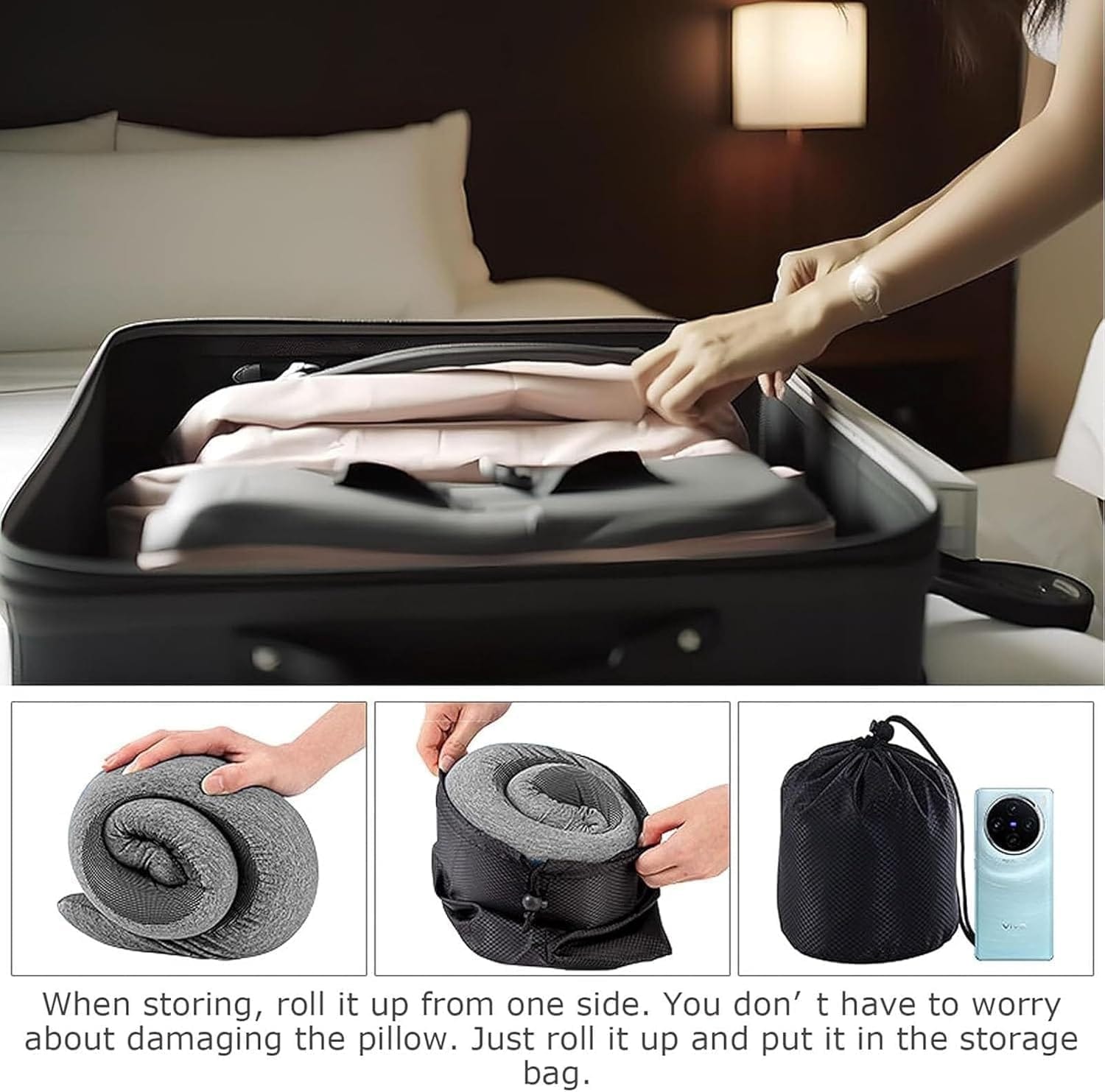 WEERSHUN Travel Pillow for Airplanes, 2026 New Memory Foam Neck Pillow with Chin Wrap for Traveling, Suitable for Airplanes, Offices and Cars (Dark Gray) - Image 5