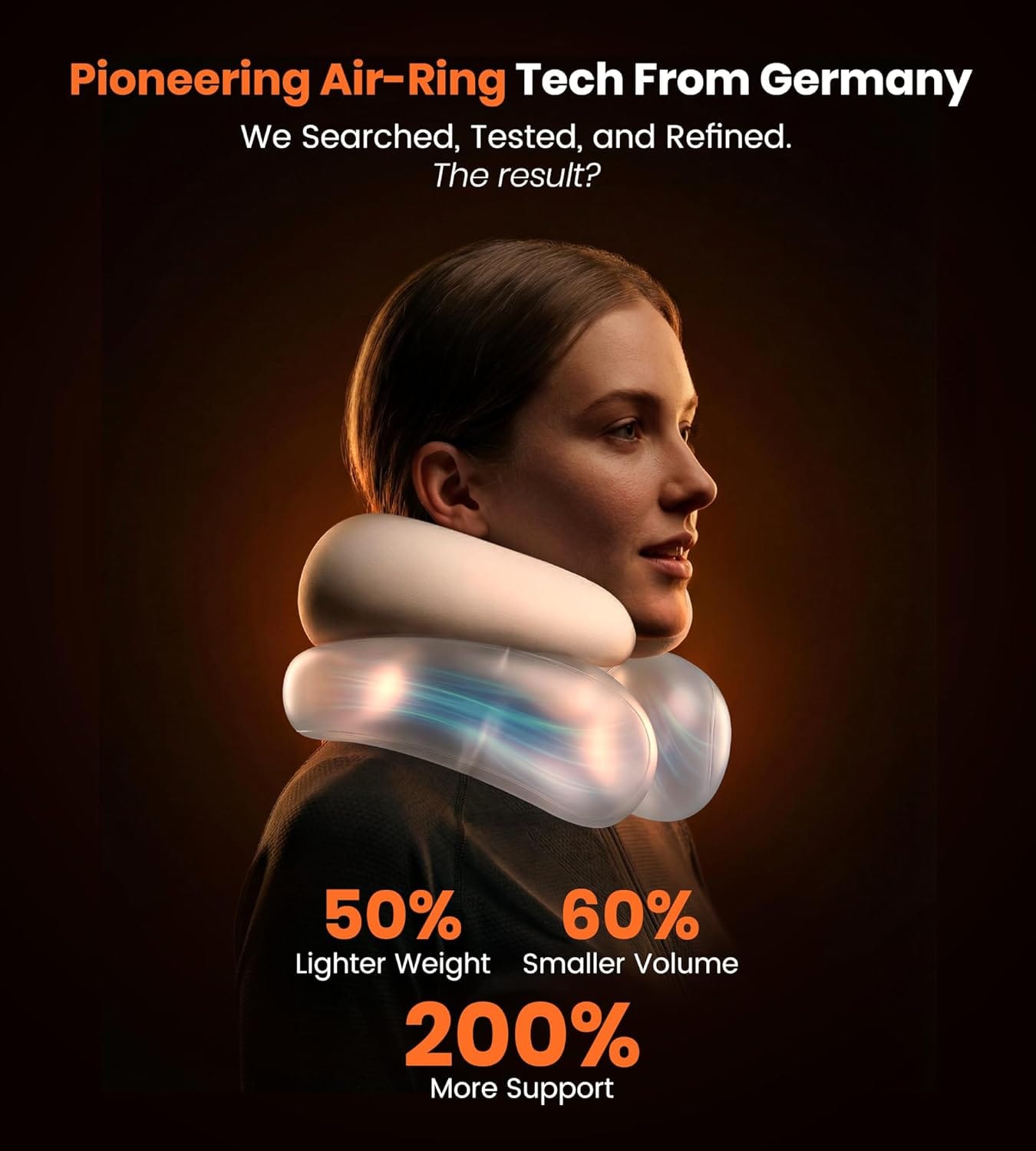 Neck Pillow for Traveling, Travel Pillows for Airplanes, Adjustable Neck Pillow Airplane Travel Essentials - 2 Layer Patented | Inflatable Air Loop & Memory Foam for 360° Ergonomic Support - Image 4
