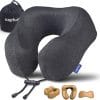 napfun Neck Pillow for Travel, Memory Foam Airplane Pillow, Full Black - 1