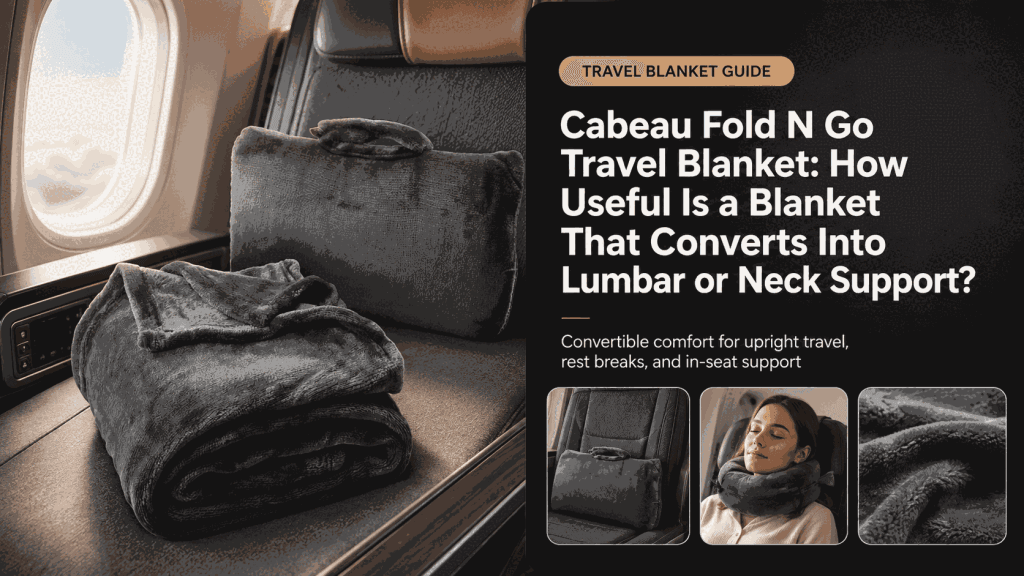 Cabeau Fold N Go Travel Blanket shown at full image quality for travel comfort evaluation