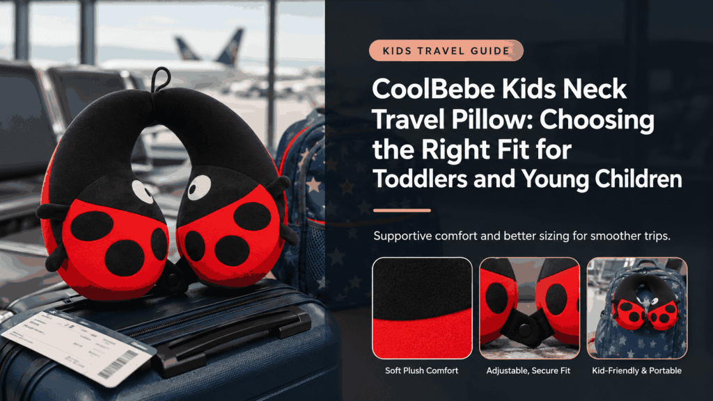 CoolBebe Kids Neck Travel Pillow shown at original quality for toddler and young-child fit evaluation