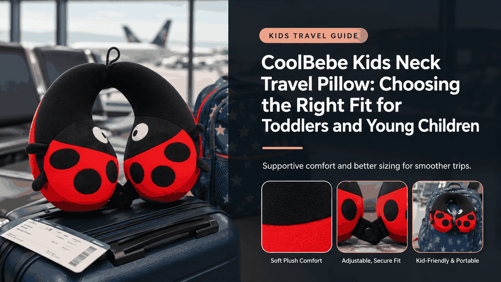 CoolBebe Kids Neck Travel Pillow shown at original quality for toddler and young-child fit evaluation