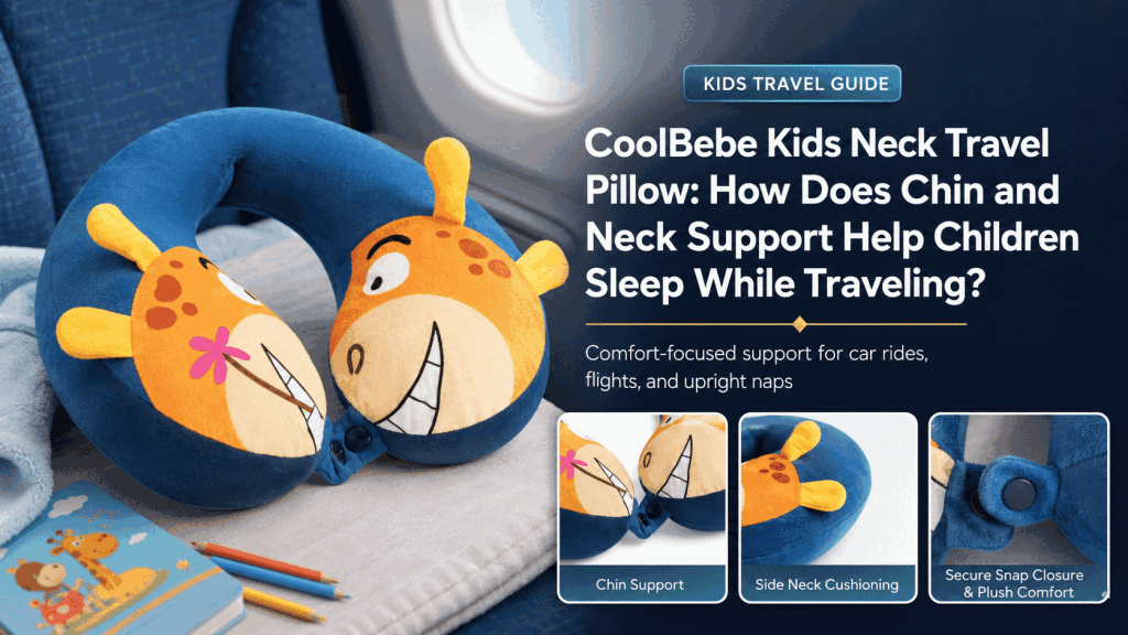 CoolBebe Kids Neck Travel Pillow shown at full image quality for travel comfort evaluation