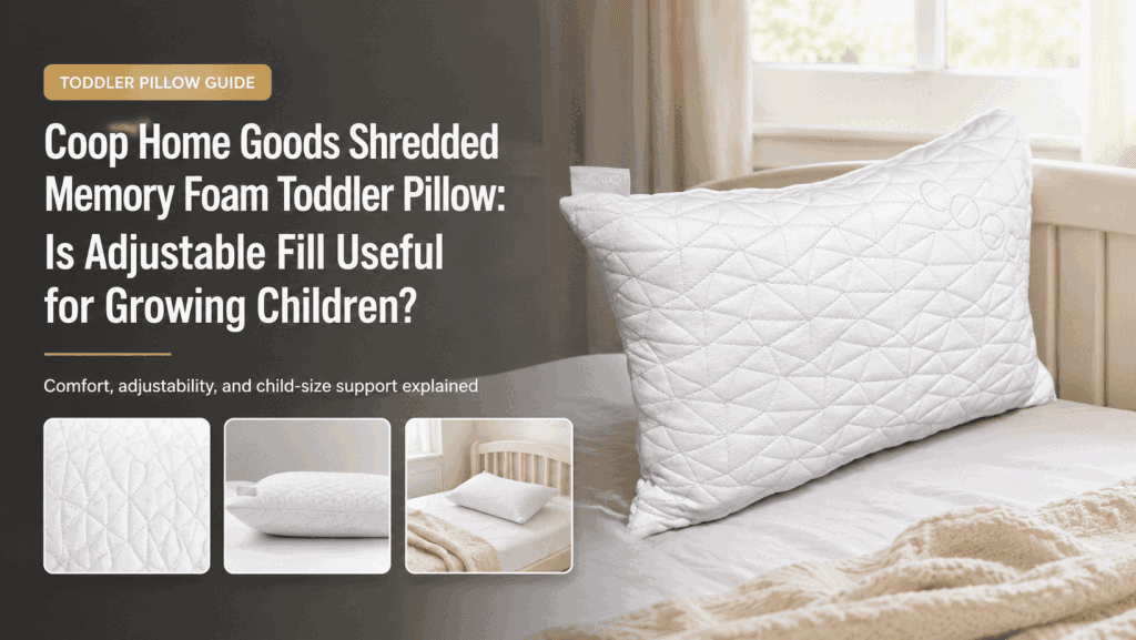 Coop Home Goods Shredded Memory Foam Toddler Pillow shown at full image quality for travel comfort evaluation