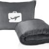 EverSnug Travel Blanket and Pillow - Premium Soft 2 in 1 Airplane Blanket with Soft Bag Pillowcase, Hand Luggage Sleeve and Backpack Clip (Grey) - 1
