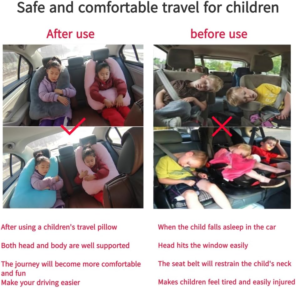 FHSGGP Travel Pillow Car Pillow Kid Car Sleeping Black - Image 6