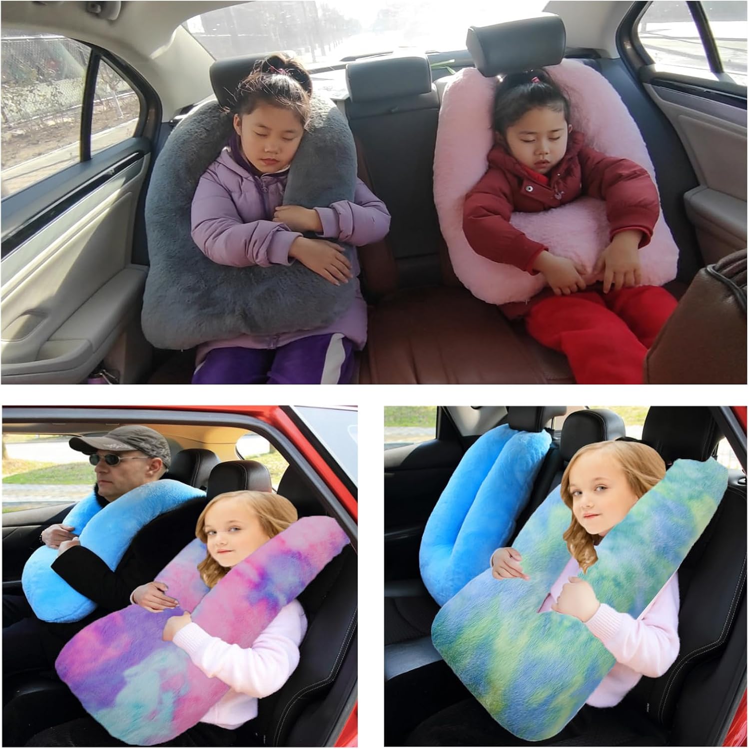 FHSGGP Travel Pillow Car Pillow Kid Car Sleeping Colorful Purple - Image 4
