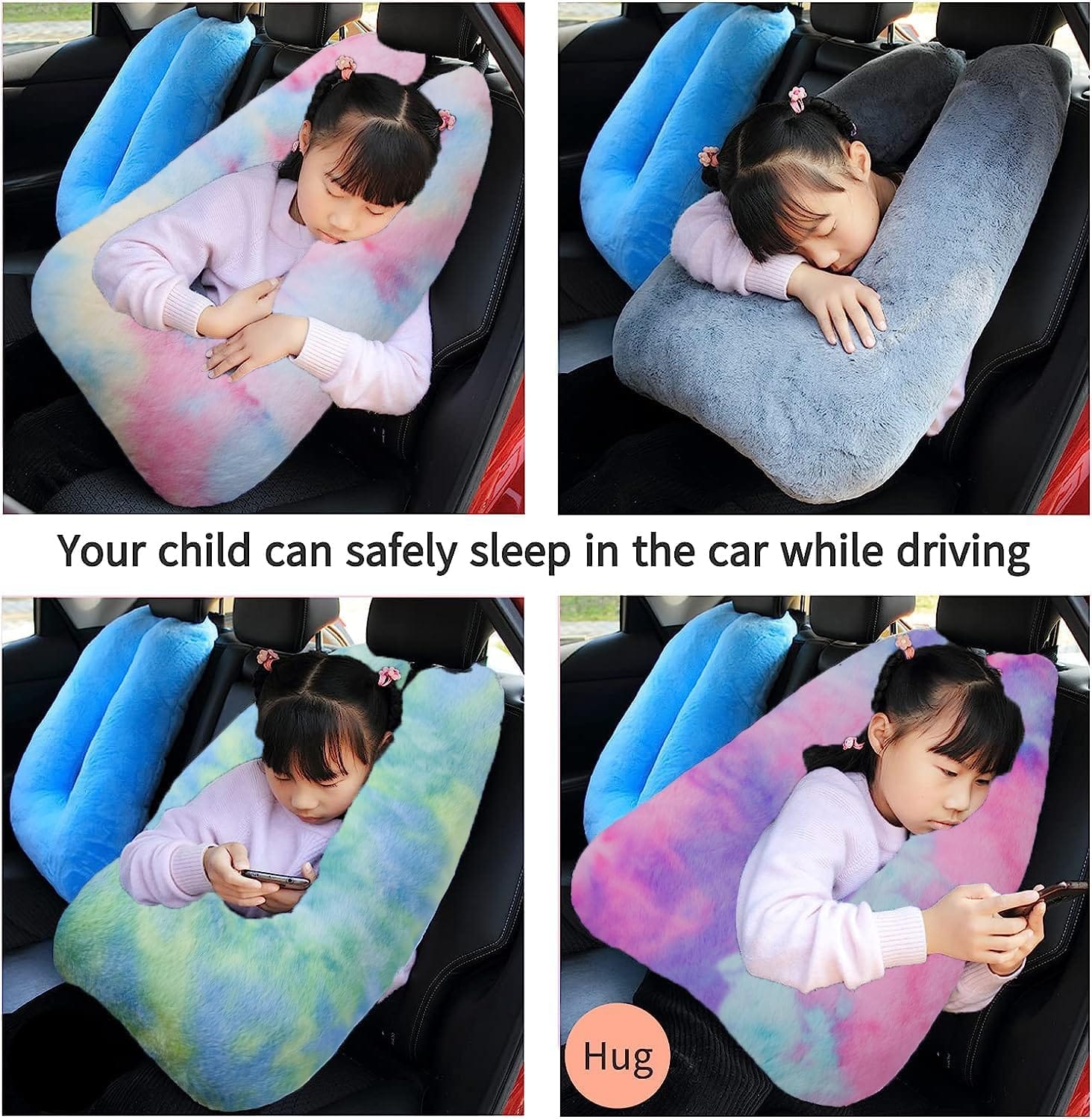 FHSGGP Travel Pillow Car Pillow Kid Car Sleeping Colorful Purple - Image 2