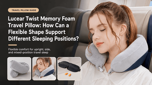 Lucear Twist Memory Foam Travel Pillow shown at full image quality for travel comfort evaluation