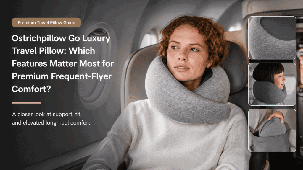 Ostrichpillow Go Luxury Travel Pillow shown at full image quality for travel comfort evaluation
