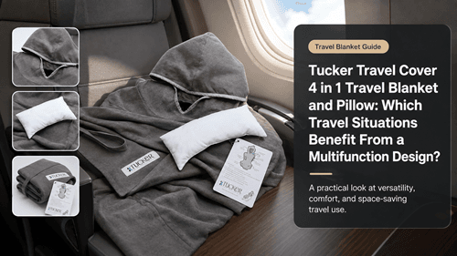 Tucker Travel Cover 4 in 1 Travel Blanket and Pillow shown at full image quality for travel comfort evaluation