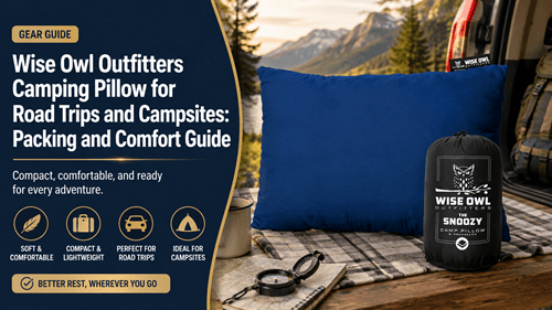 Wise Owl Outfitters Camping Pillow shown at original quality for road-trip, campsite, and packing evaluation