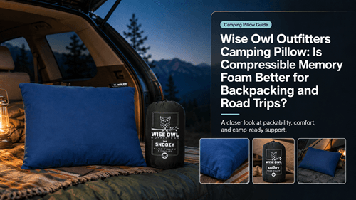 Wise Owl Outfitters Camping Pillow shown at full image quality for travel comfort evaluation