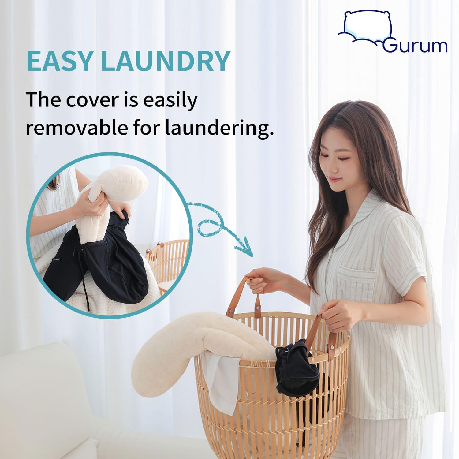 Hooded Travel Pillow – Natural Latex Neck Support with Privacy Hood, Side Pocket & Tencel Cover for Airplane & Long Flights | Gurum™ - Image 4