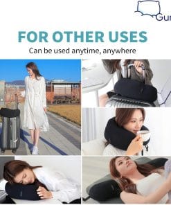 Alternative view of Hooded Travel Pillow – Natural Latex Neck Support with Privacy Hood, Side Pocket & Tencel Cover for Airplane & Long Flights | Gurum™
