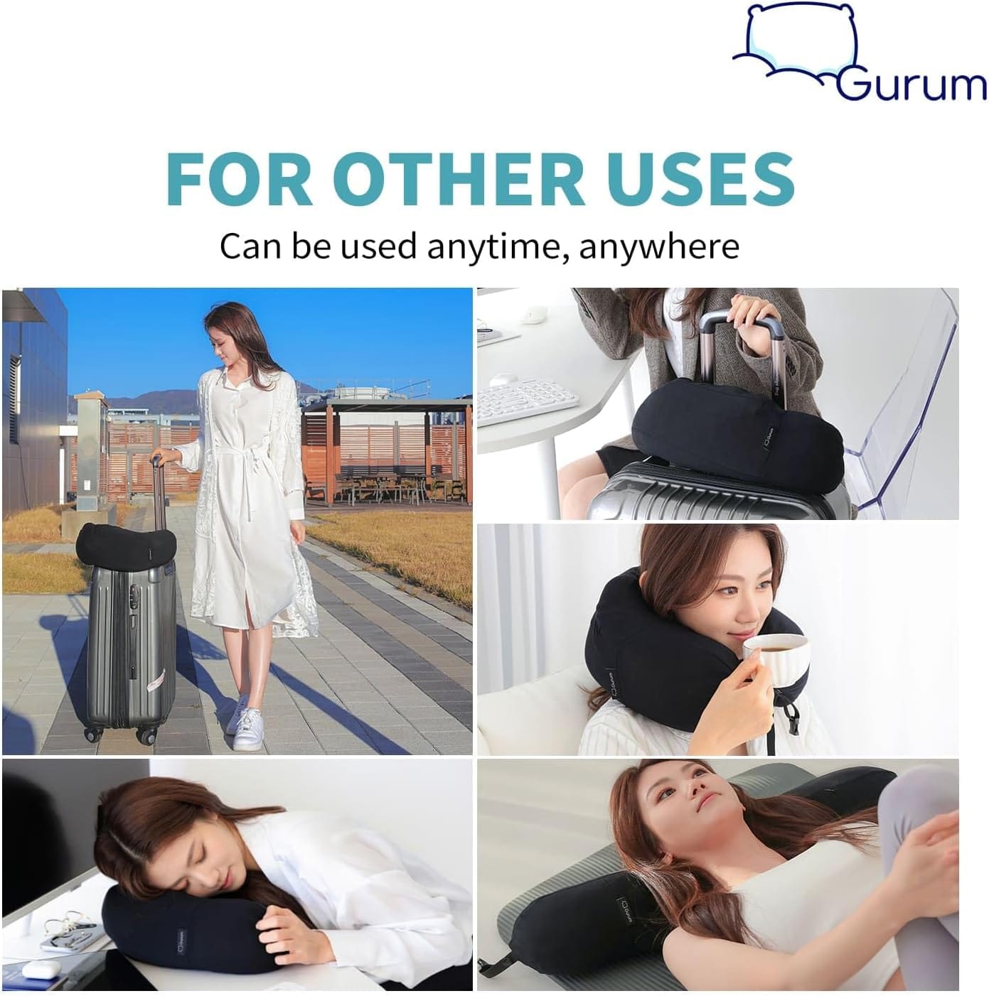 Hooded Travel Pillow – Natural Latex Neck Support with Privacy Hood, Side Pocket & Tencel Cover for Airplane & Long Flights | Gurum™ - Image 2