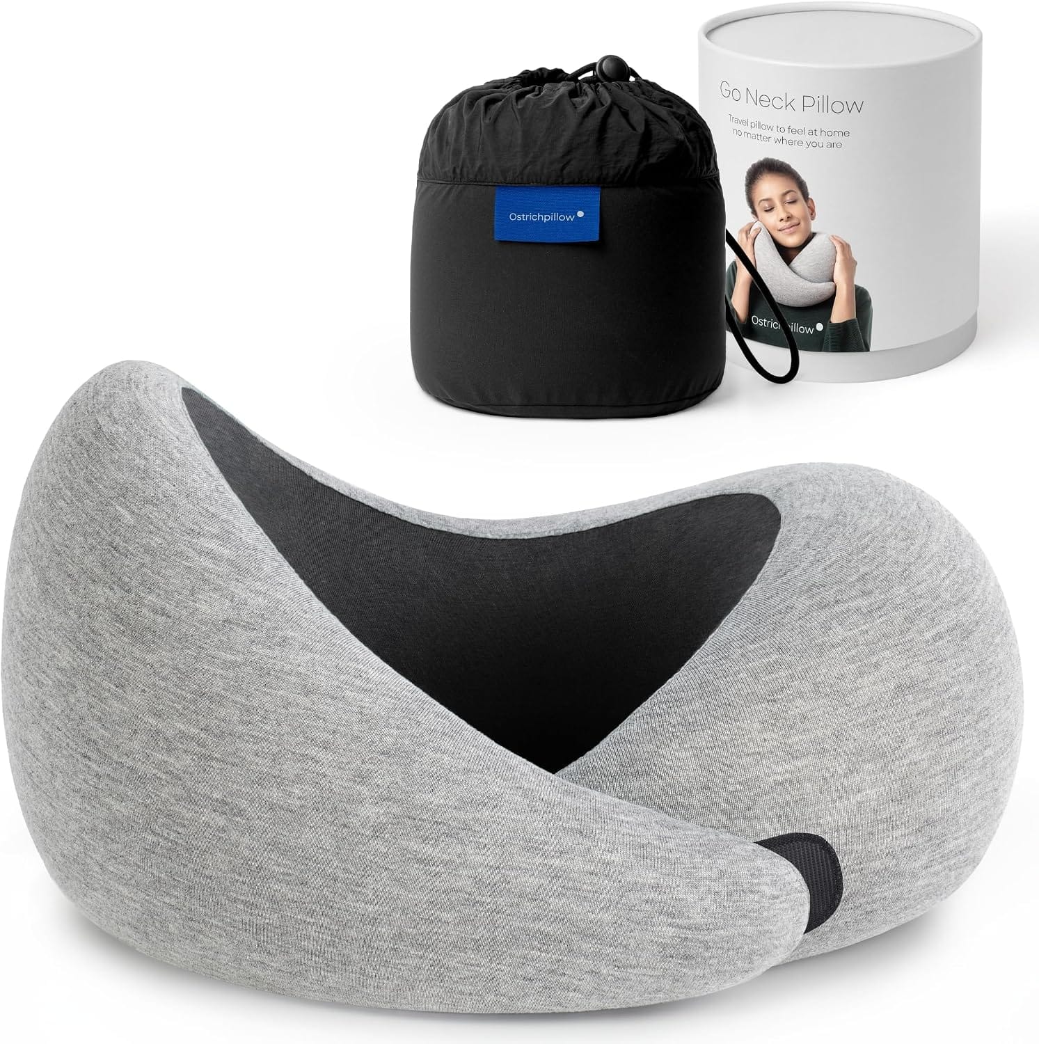 Ostrichpillow GO Travel Pillow, 360° Memory Foam Support, Soft & Washable - 1