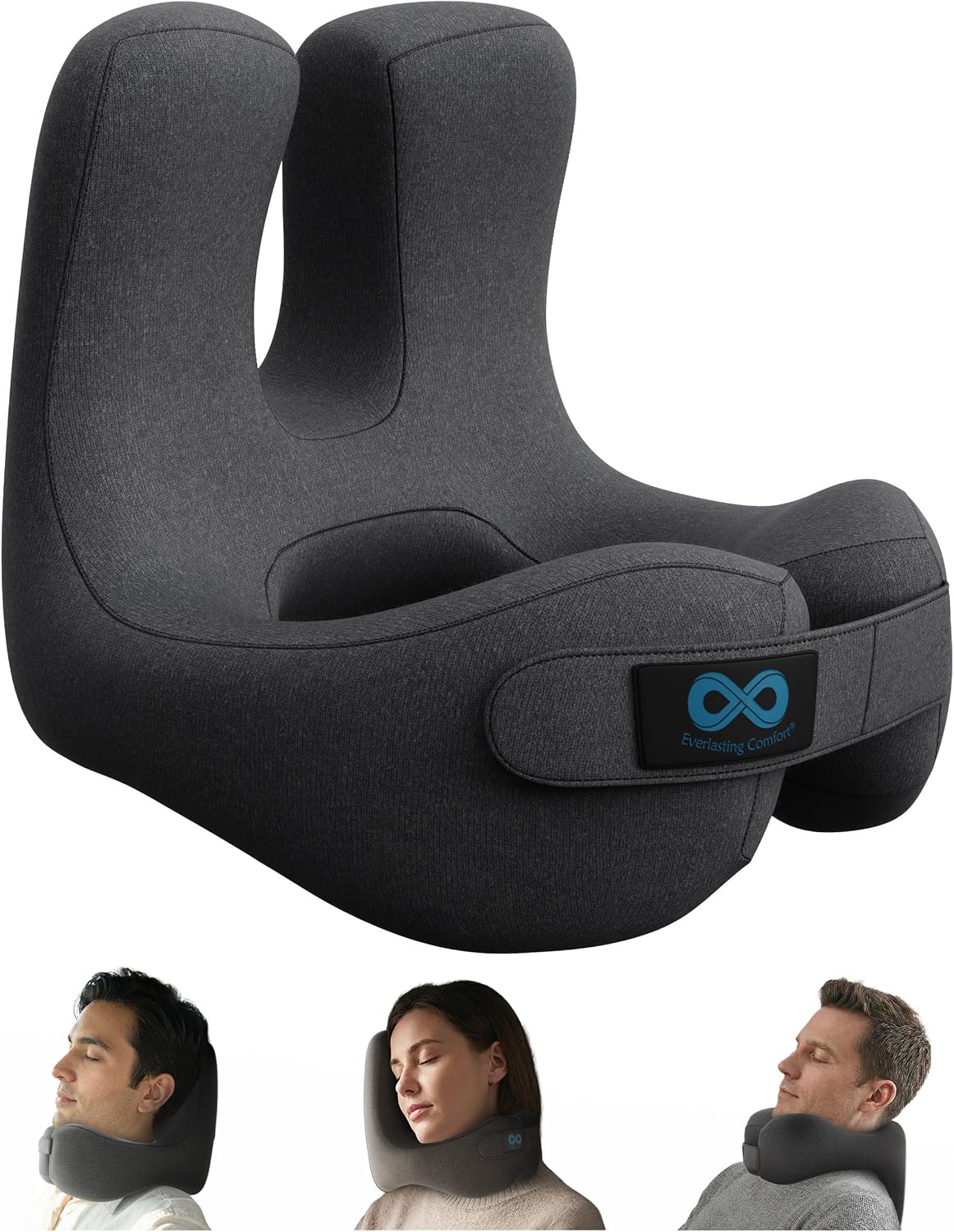 Everlasting Comfort Upgraded Neck Pillow for Airplanes – Memory Foam Travel Headrest for Flying – Portable Multi-Position Travel Pillows with 360°Support – Long Flight Essentials - 1