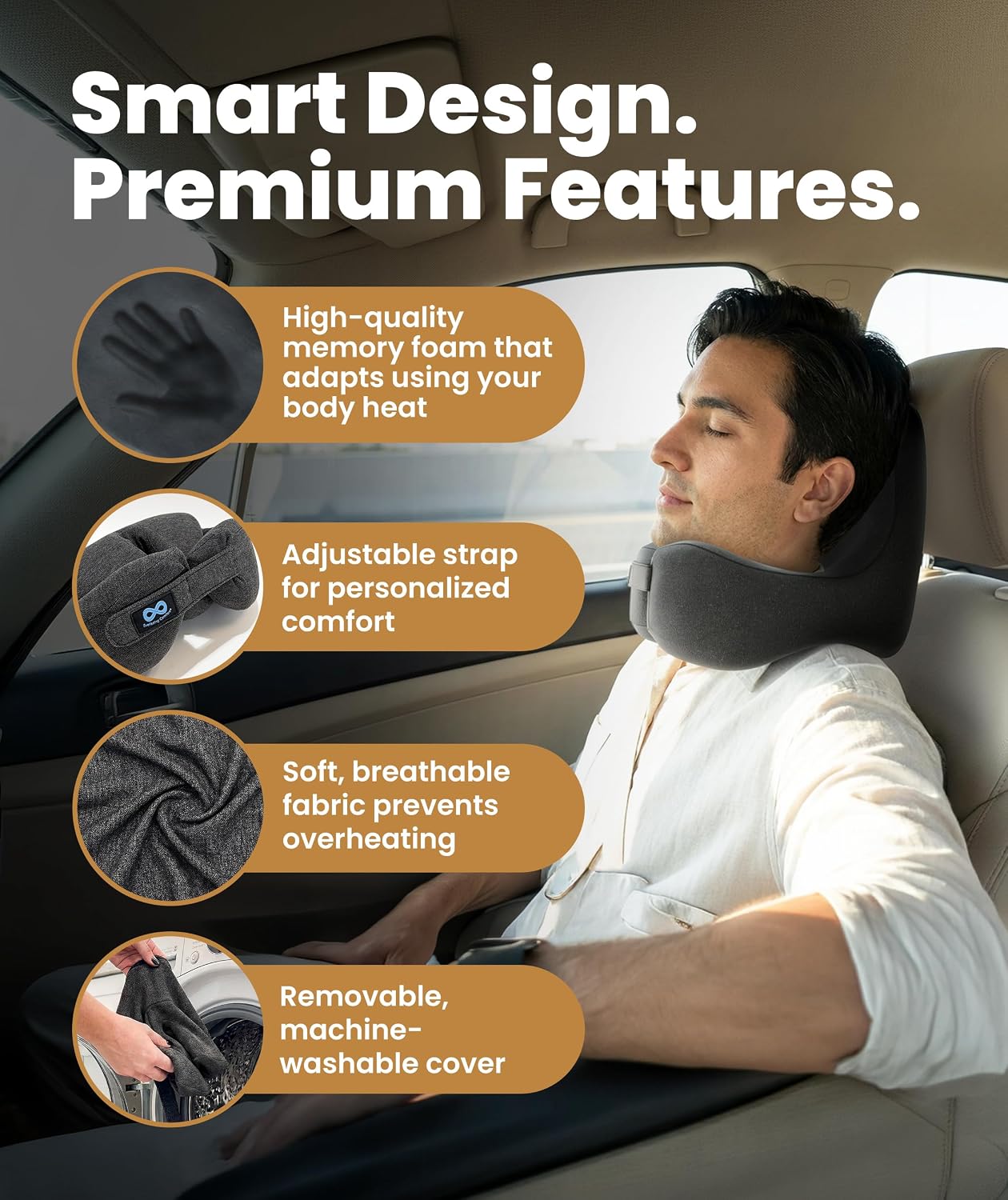Everlasting Comfort Upgraded Neck Pillow for Airplanes – Memory Foam Travel Headrest for Flying – Portable Multi-Position Travel Pillows with 360°Support – Long Flight Essentials for Sleep & Home Use - Image 8