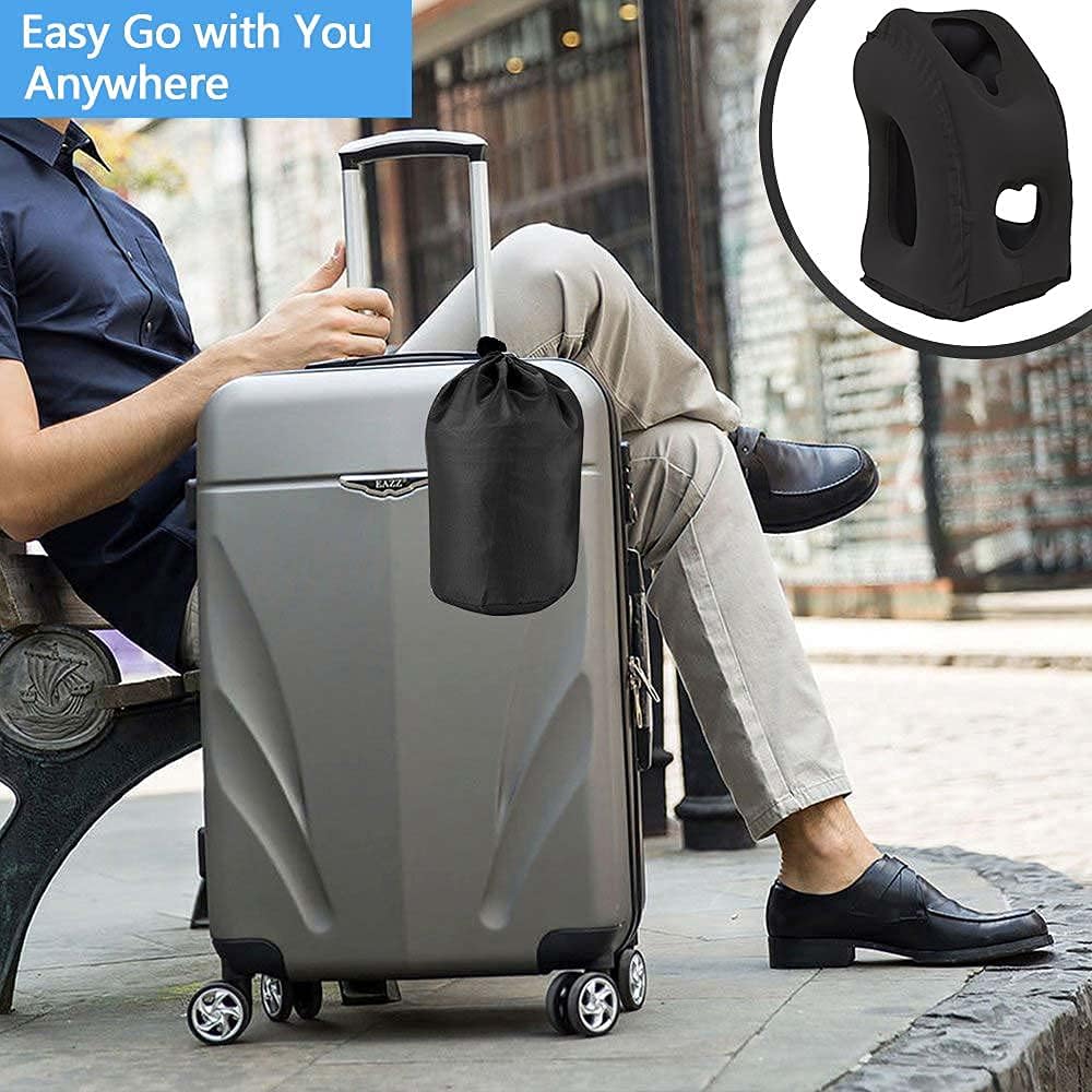 Inflatable Travel Pillows for Airplane, Blow Up Neck Pillow for Sleeping, Airplane Travel Essentials for Long Flight Support Head, Neck and Lumbar, Used for Car/Bus/Train/Office Rest, Adults Kids - Image 4