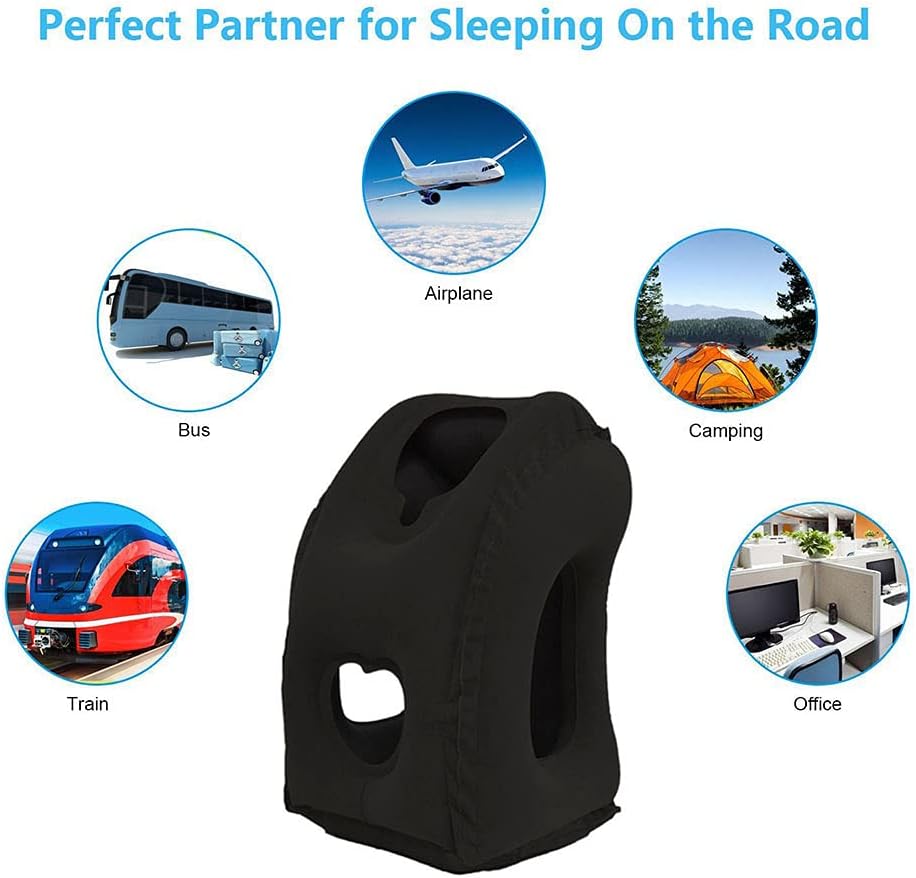 Inflatable Travel Pillows for Airplane, Blow Up Neck Pillow for Sleeping, Airplane Travel Essentials for Long Flight Support Head, Neck and Lumbar, Used for Car/Bus/Train/Office Rest, Adults Kids - Image 5