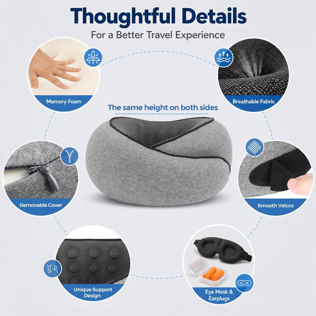 Purroch G-Shape Memory Foam Travel Pillow, Neck Pillow - Image 3