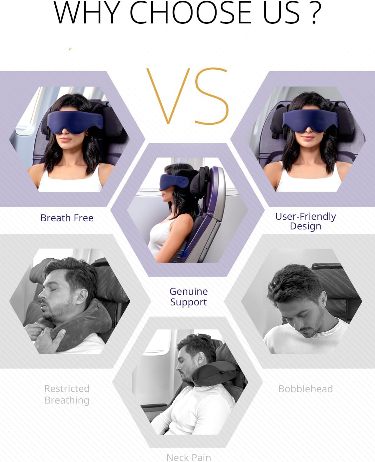 Travel Pillow, Airplane Neck Pillow with 3D Eye Mask for Sleeping - Image 8