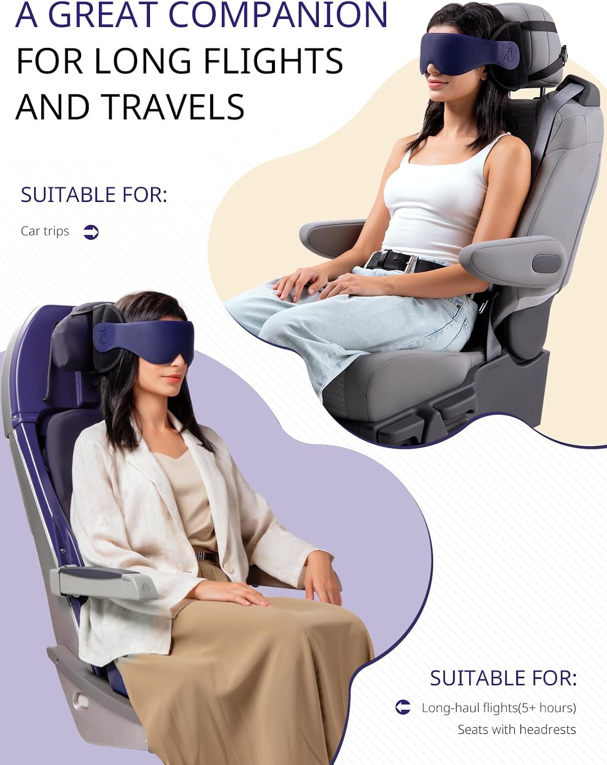 Travel Pillow, Airplane Neck Pillow with 3D Eye Mask for Sleeping - Image 5